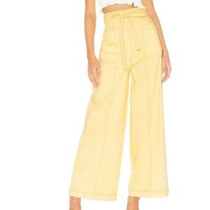 Revolve THE EAST ORDER Goldie lemon yellow wide leg high rise belted waist pants